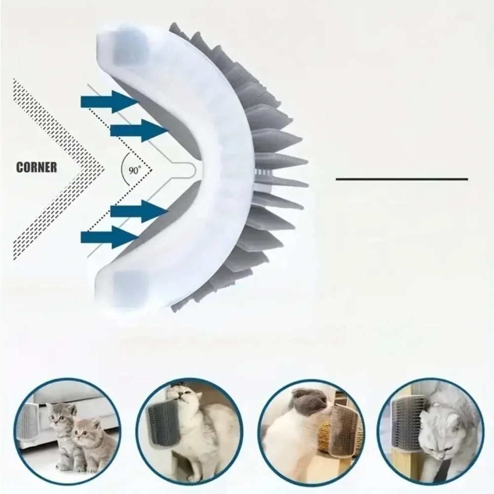 Small Curved Massaging Wall Brush For Cats in Gray New in Packaging